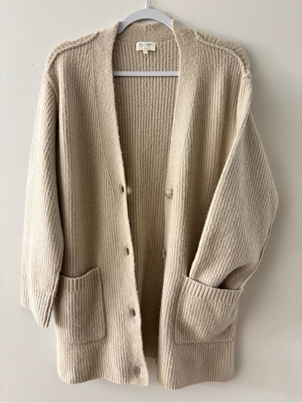 Gentle Fawn Ribbed Cream Open-Front Cardigan